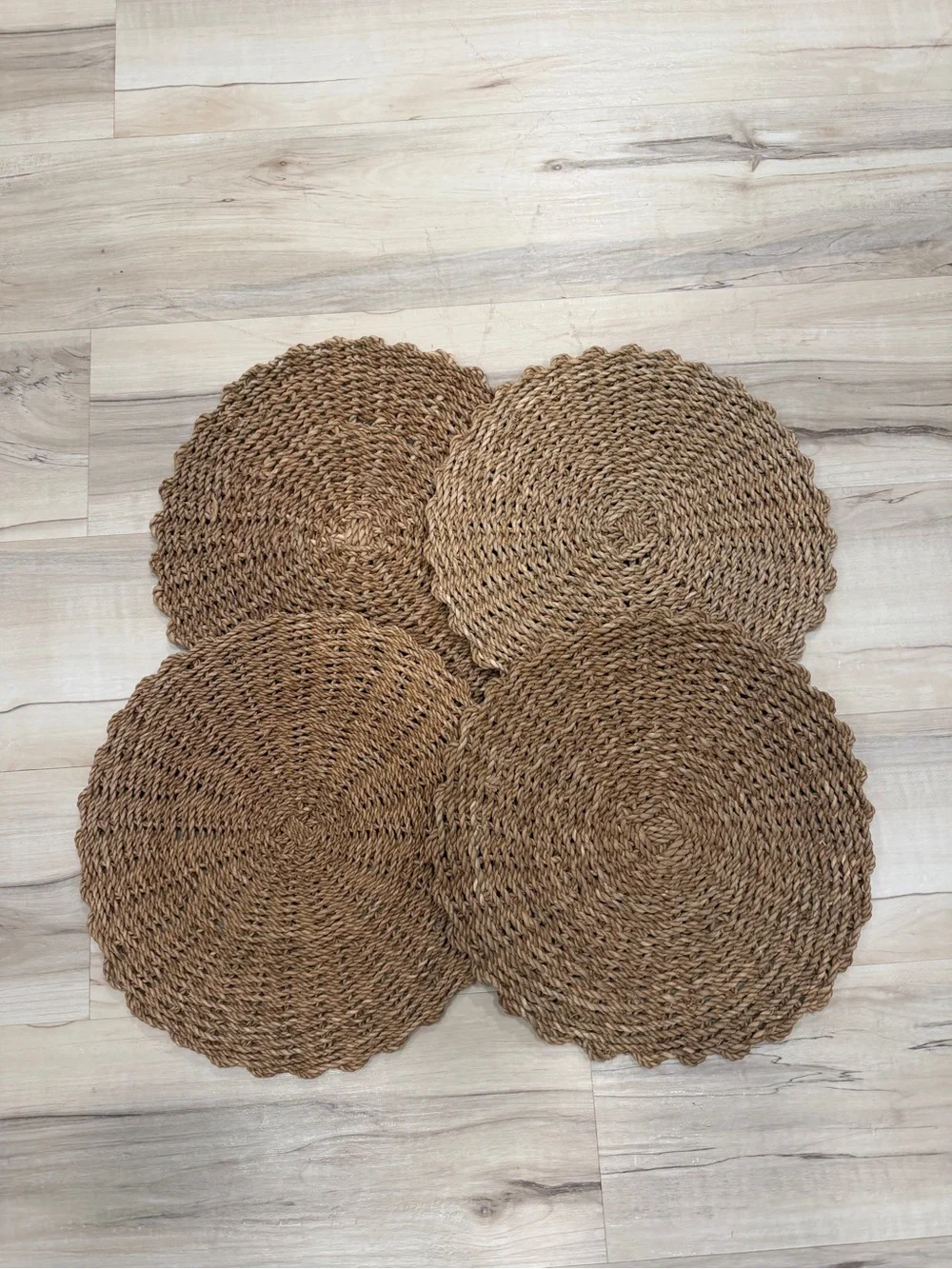 Hearth & Hand Round Woven Brown Natural Placemats Set